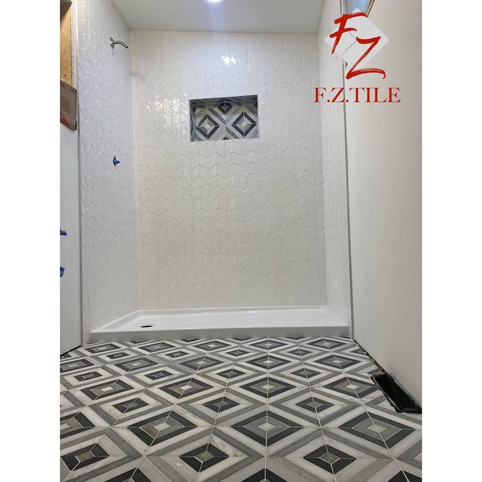 Diamond pattern shower floor